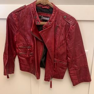 Dark red leather jacket